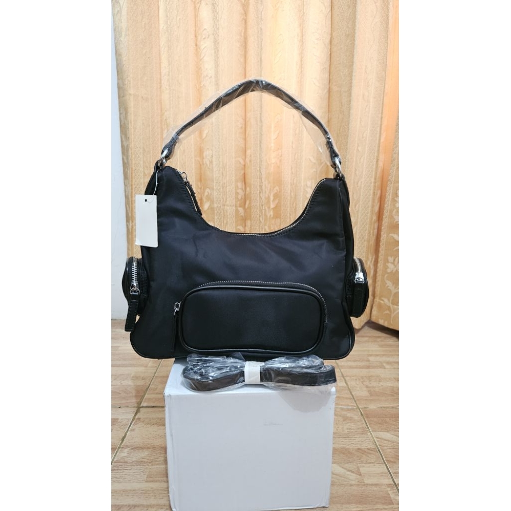 FASHION ACCESSORIES BY MADELYN NYLON SLING BAG YH290-1 GREY, MONALISA 24204-2, NYLON BLACK, MASHA BL