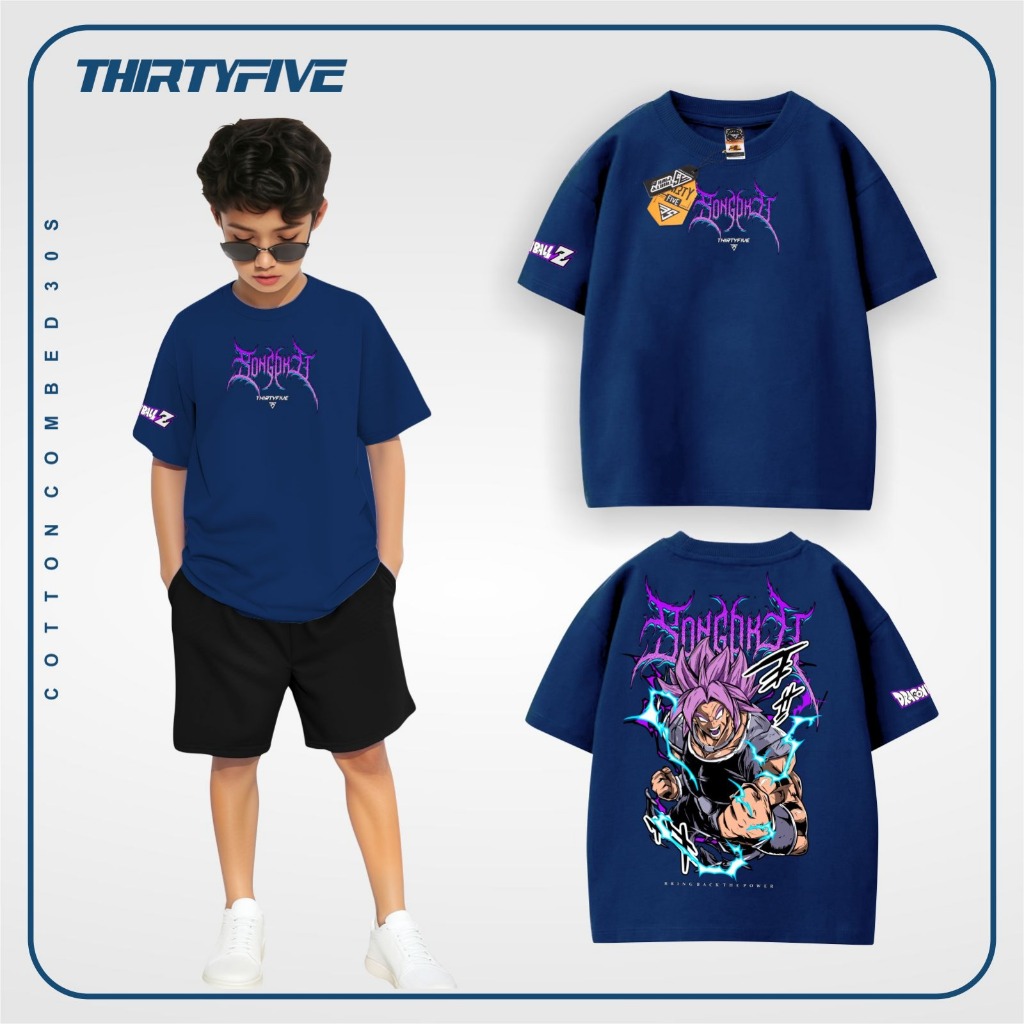 THIRTYFIVE - เสื้อยืดเด็กจูเนียร์สําหรับเด็กอายุ 8-16 ปี Songoku Image Series