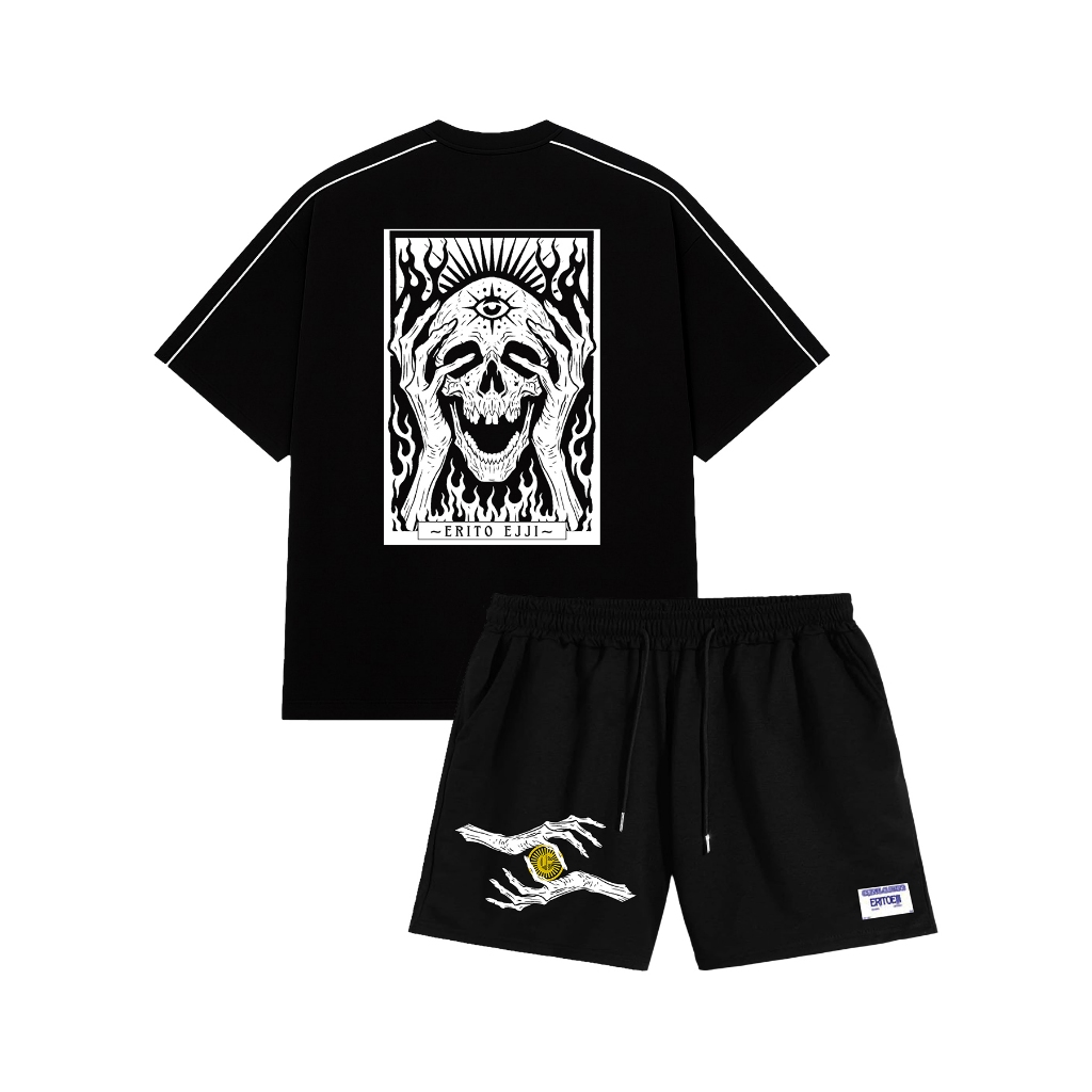 Boxy Tshirt Set & Shortpants Cotton Combed 24s Erito ejji - Goldy yapper