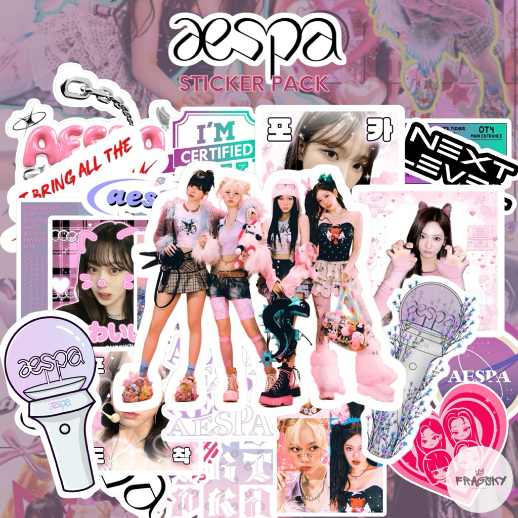 Fragsky - 20 & 25 ชิ้น สติ๊กเกอร์ Kpop K-pop AESPA เกาหลีแพ็คเกาหลี | สติ๊กเกอร์ Doff & Glossy พรีเม