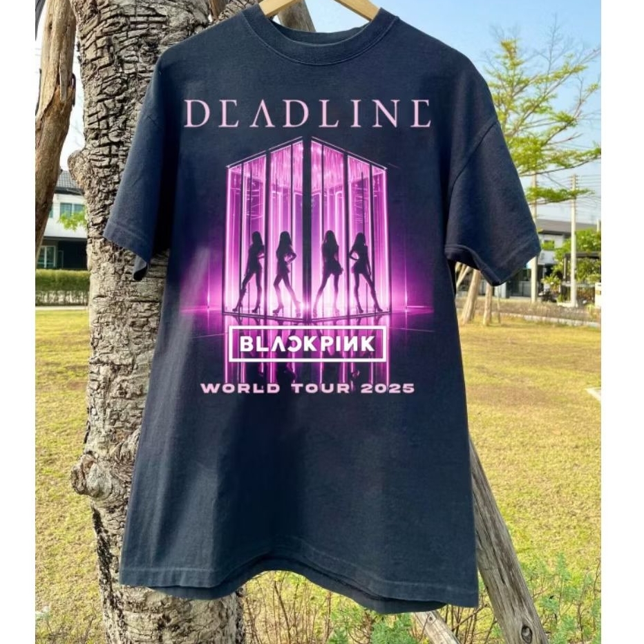 BlackPink Deadline World Tour ด้านหน้าและด้านหลังพิมพ์เสื้อยืด/BlackPink Deadline World Tour 2025 Un