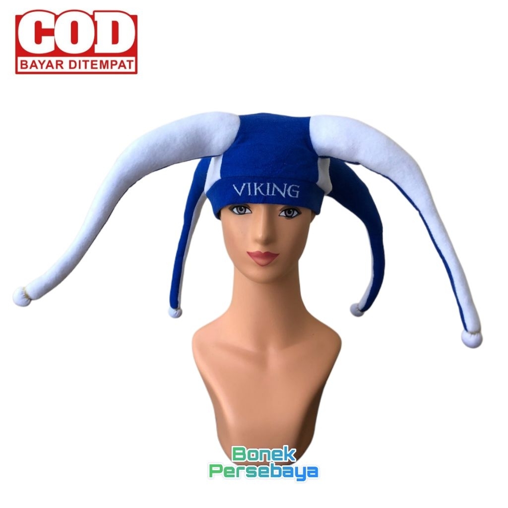 Unique Viking Blue and White Long Horn Hat - คอสเพลย์ฮาโลวีนวันเกิด Carnival Etc