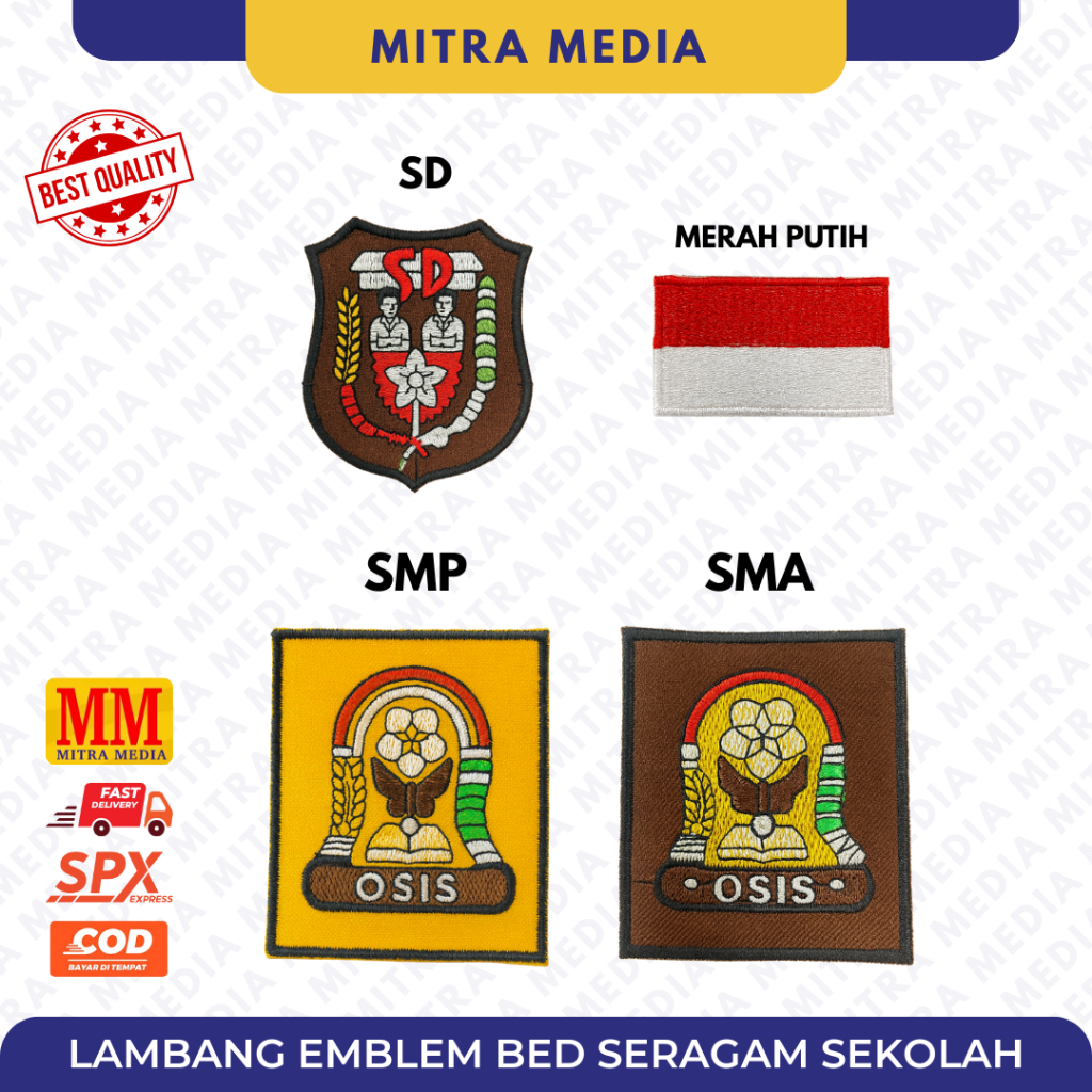 MERAH ELEMENTARY SCHOOL OSIS โลโก้ EMBROIDERED SYMBOL - JUNIOR สูง SCHOOL OSIS - สีแดงและสีขาวสูง SC