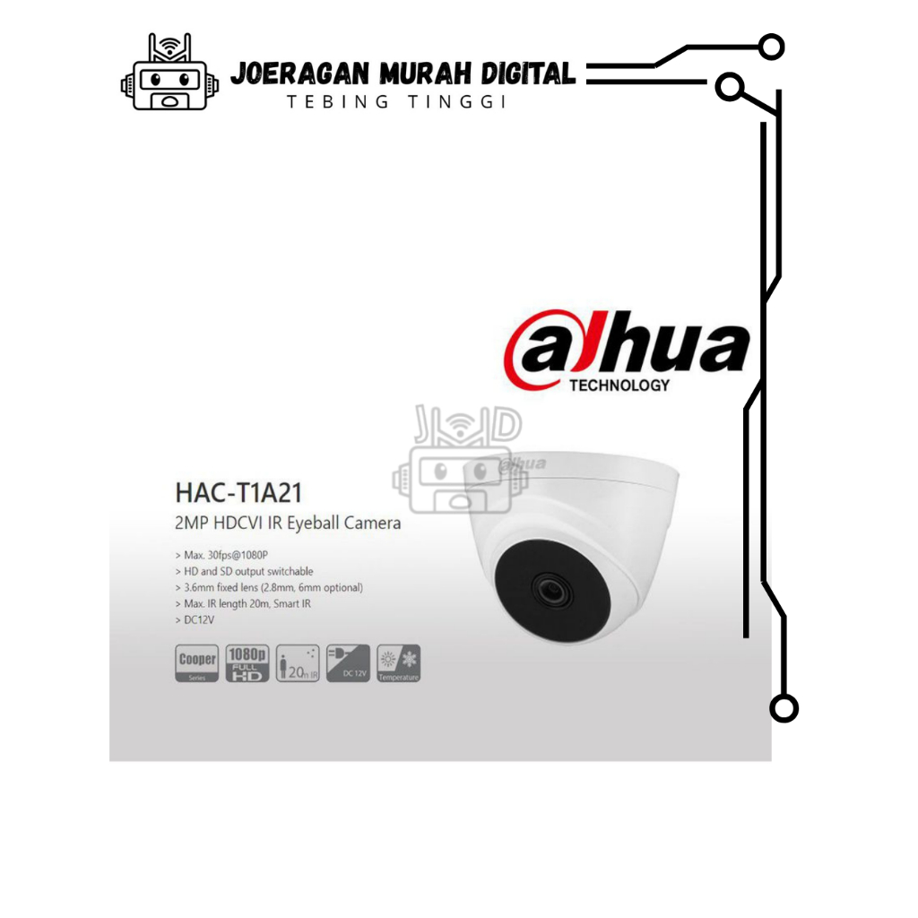 HAC-T1A21-U Dahua 2MP Cooper Series กล้องวงจรปิดในร่มพร้อมการรับประกันอย่างเป็นทางการ - T1A21P