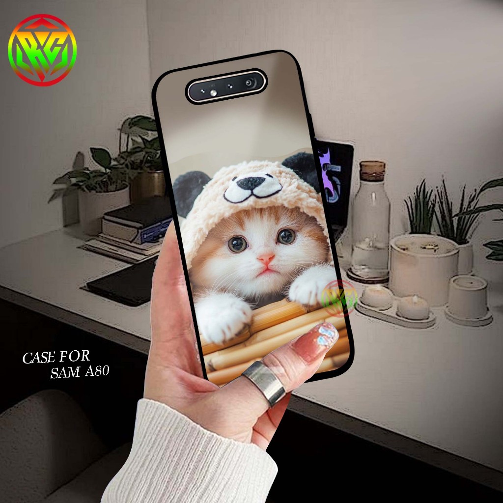 HP Real Case Samsung A80 Last Motif - เคสโทรศัพท์เงา - New Glossy Samsung A80 Phone Case [CAT Motif]
