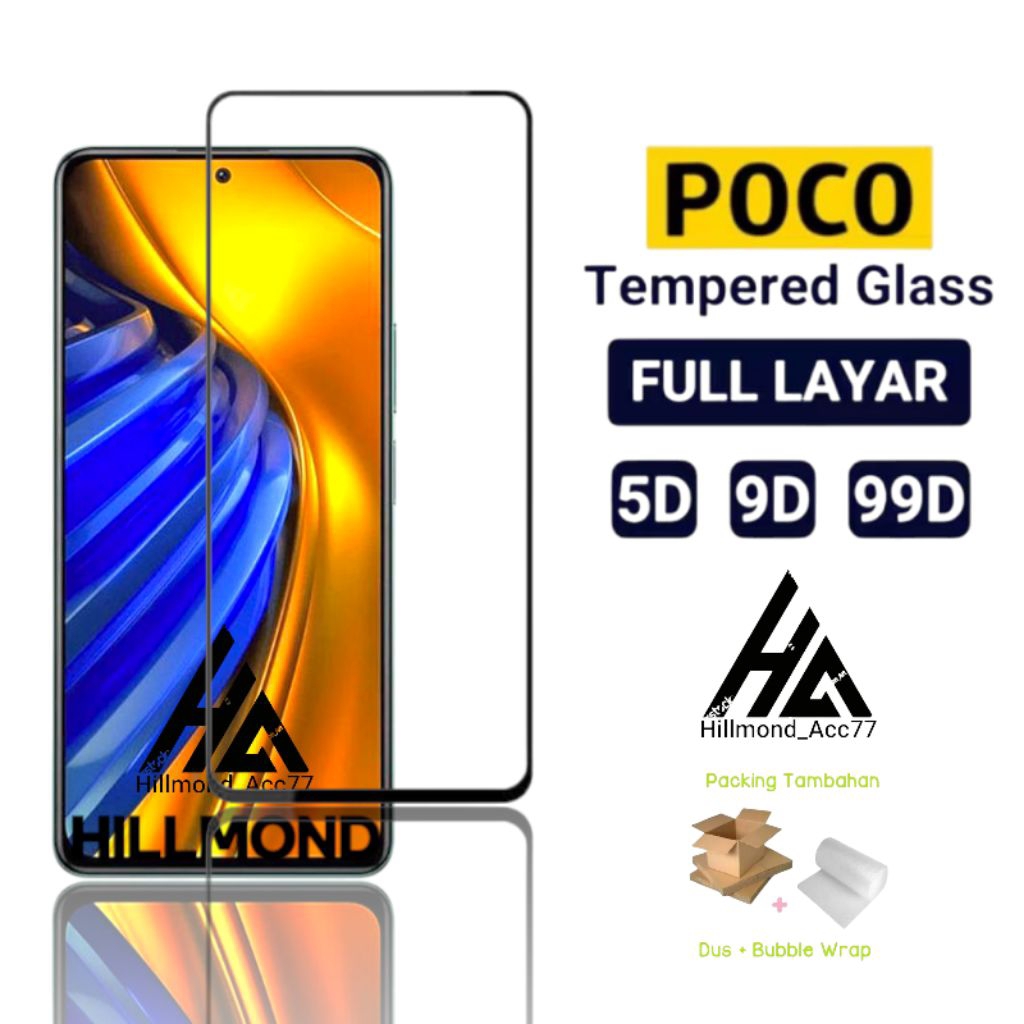 LAYAR กระจกนิรภัยแบบเต็มหน้าจอ 5D Xiaomi Poco F2 / F2 Pro / F3 / F3 GT / F4 / F4 GT / F5 / C3 / C31 