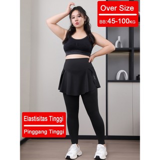 Rok Celana Yoga Wanita 2in1 Plus Size | High Waist | Saku Samping | Modis & Nyaman