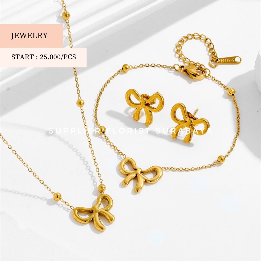 SFS - [อุปกรณ์เสริม JEWELRY] สร้อยคอต่างหูไทเทเนียม สร้อยคอ BRACELET GOLD ของขวัญวันวันเกิดสําหรับเด