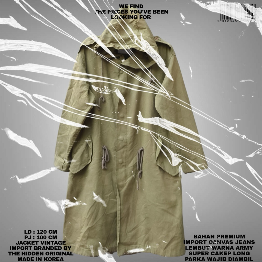 THE HIDDEN ต้นฉบับ/พรีเมี่ยมนําเข้าแจ็คเก็ต/LONG PARKA JACKET/ARMY PARKA JACKET/LONG PARKA COAT JACK