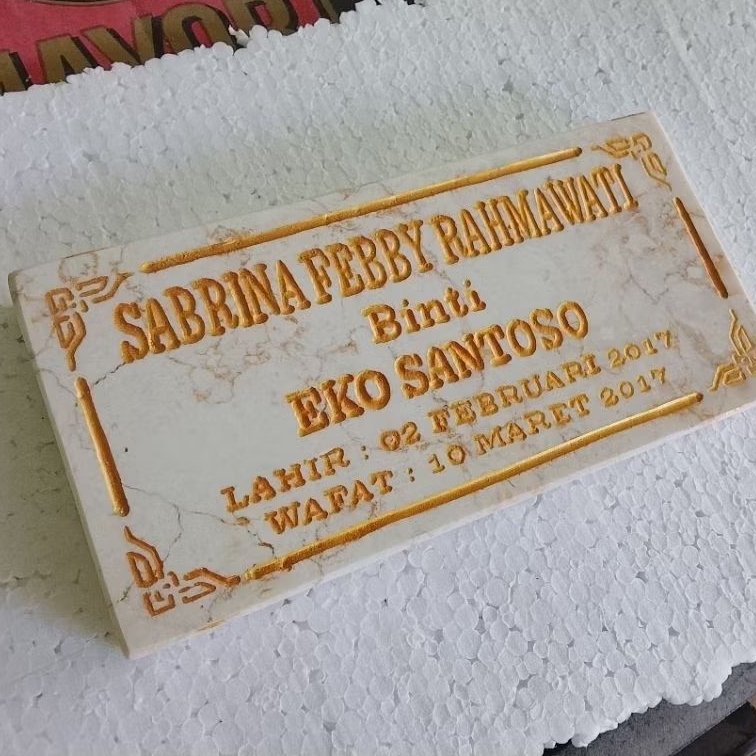 MARBLE TOMBSTONE BOARD 20CM X 10CM CARVING