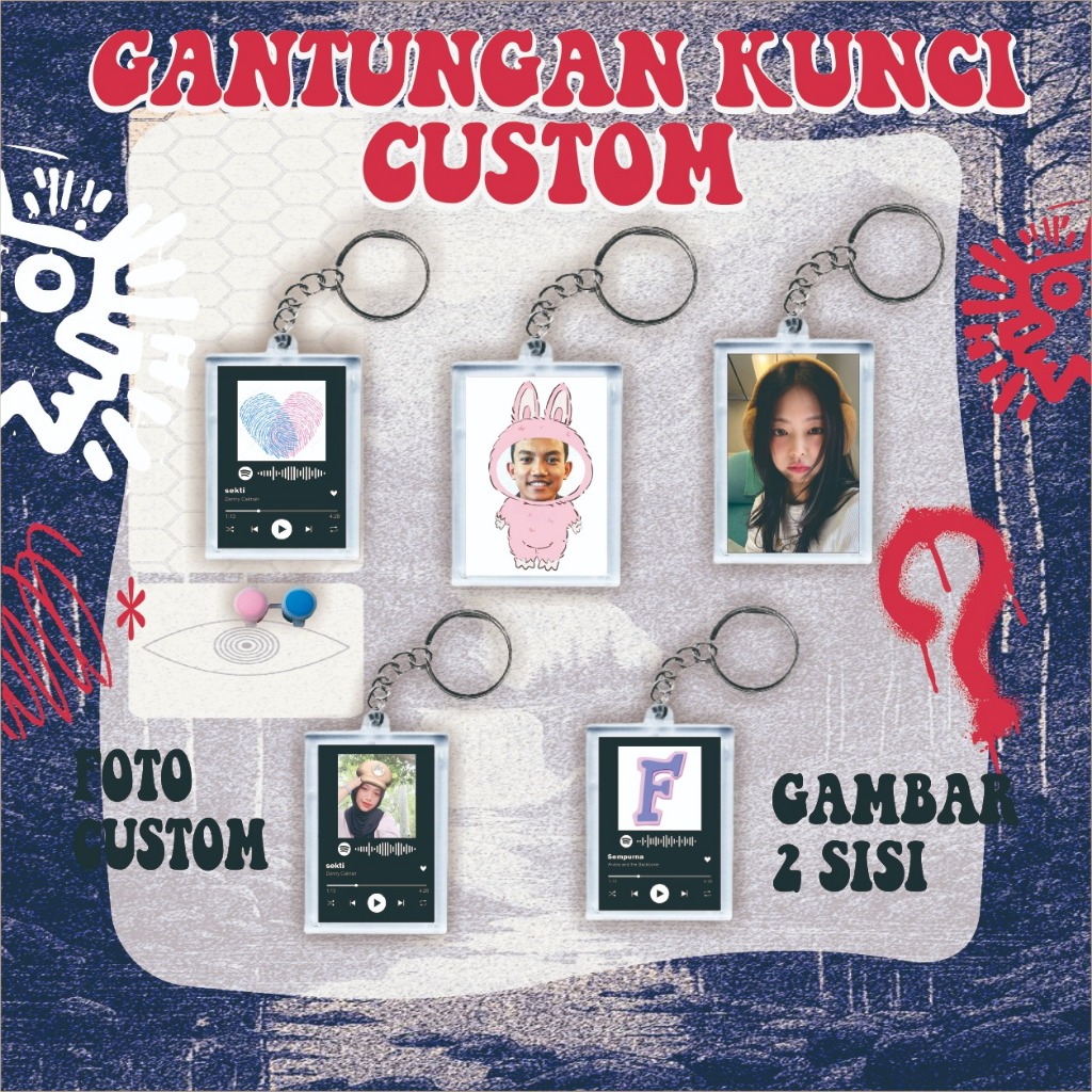 GUNDAN SPOTIFY CUSTOM KEYCHAIN / CUSTOM PHOTO ACRYLIC KEYCHAIN