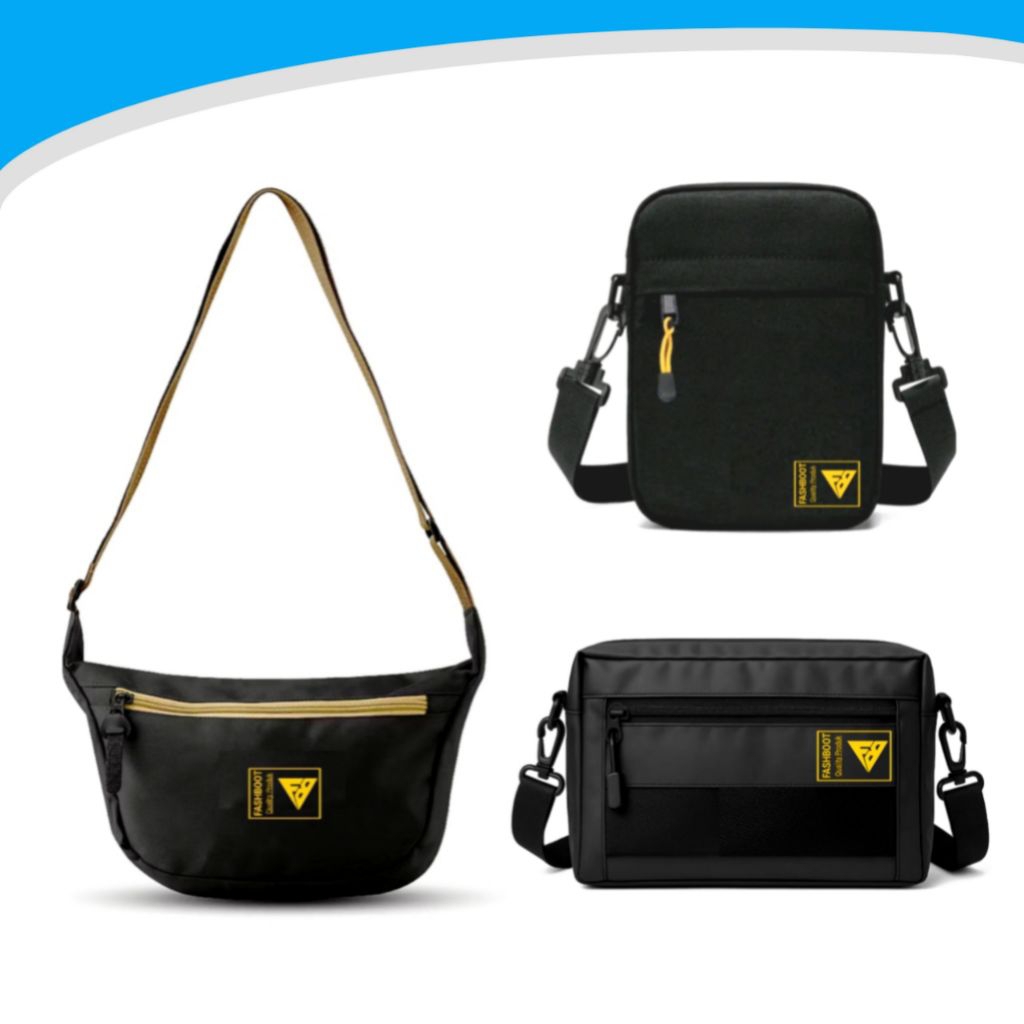 Save Combo Package ซื้อ 1 แถม 3 Original Mens Casual Sling Bags Fashionboot Slingbag Bundle Black wi