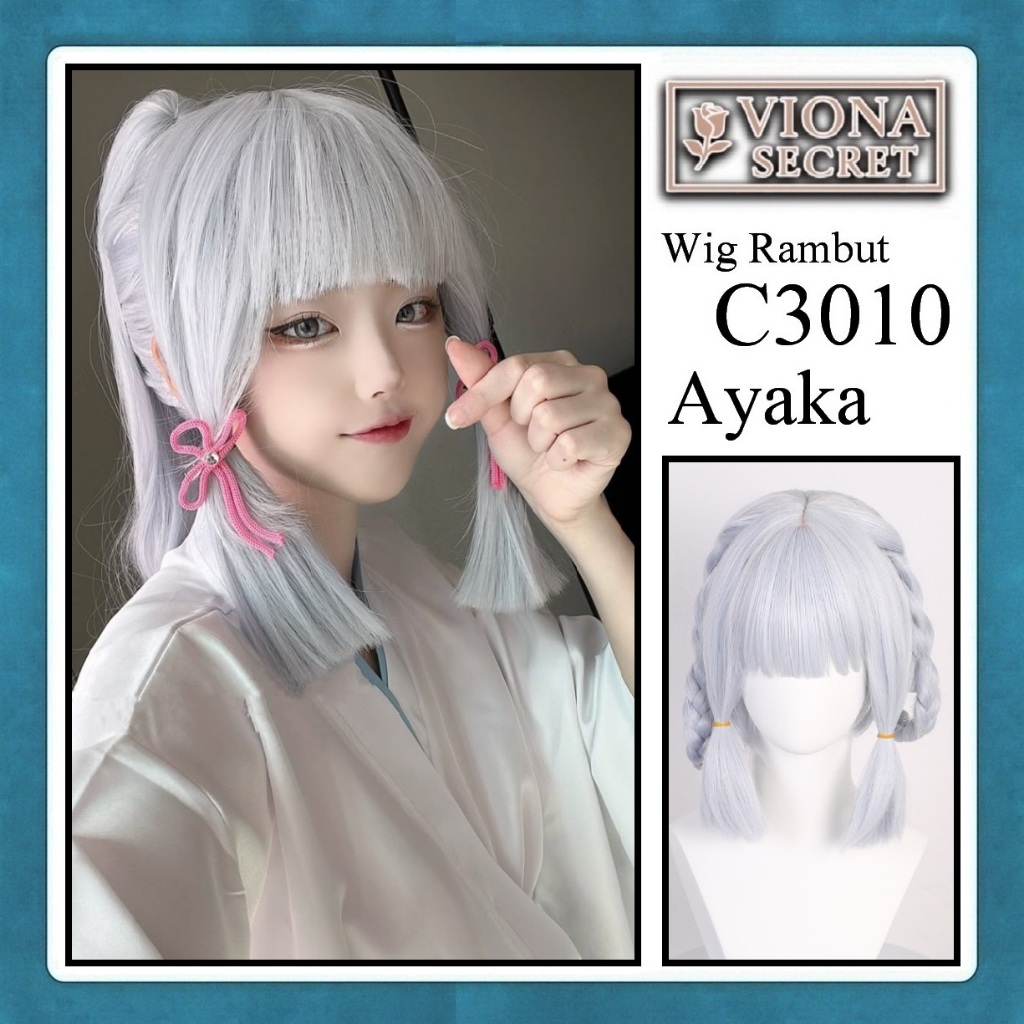 Viona Wig วิกผมผู้หญิงอะนิเมะคอสเพลย์เครื่องแต่งกาย / Genshin Impact - สั้น Ayaka - C3010