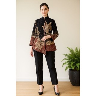 Atasan Wanita Deswita Blouse Batik Kekinian Trend masa kini Lapis furing trikot kain halus adem di pakai buat wanita kerja kantoran sragam