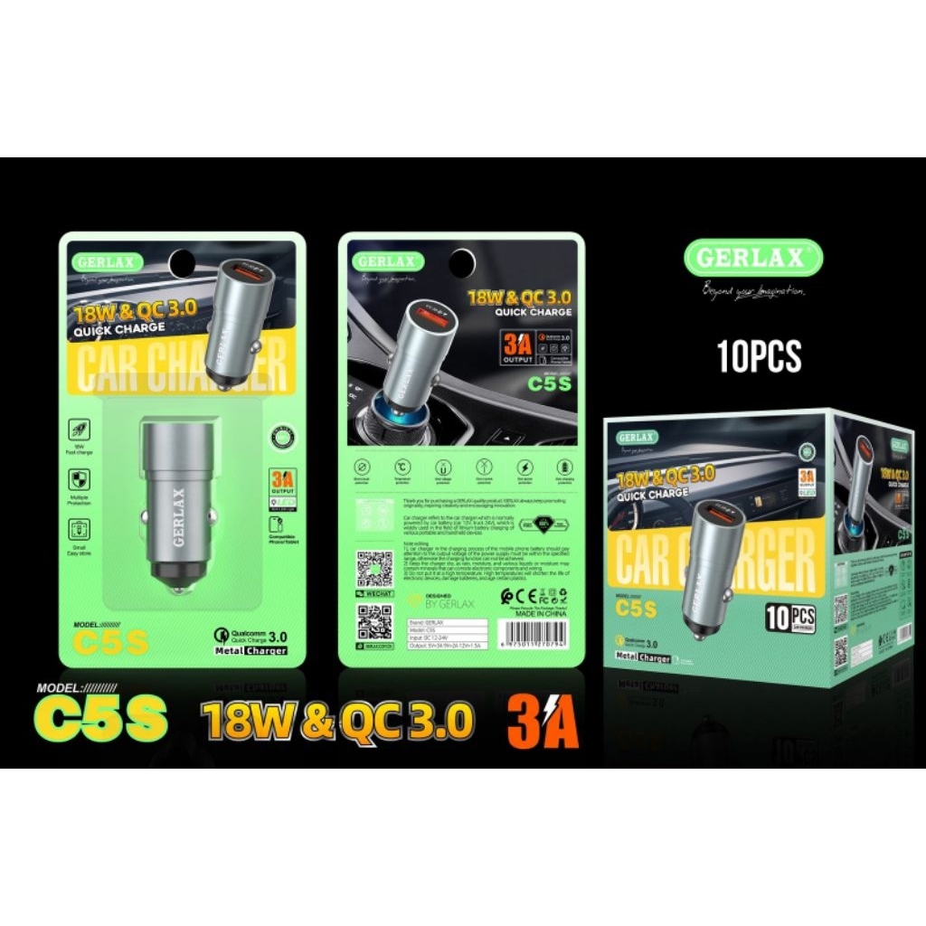 GERLAX C5S Saver 18W QC 3.0 Quick Charge 3A เอาต์พุต LED