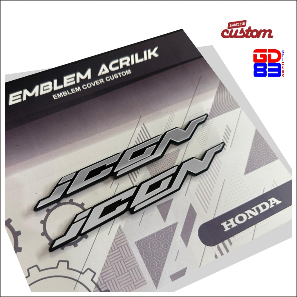 Honda ICON Custom 3D Acrylic Emblem Variation - Cool และทนทาน Honda Icon สติ๊กเกอร์โลโก้รถจักรยานยนต
