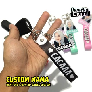 GANCI CUSTOM FOTO DAN NAMA LANYARD DAN AKRILIK KOMBINASI BEBAS CUSTOM