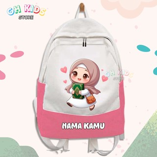 Tas Anak Ngaji Anak Berdoa Backpack Sekolah Agama Anak Perempuan Karakter Anak Hijab Muslimah Lucu 1209 - Gh Kids Store