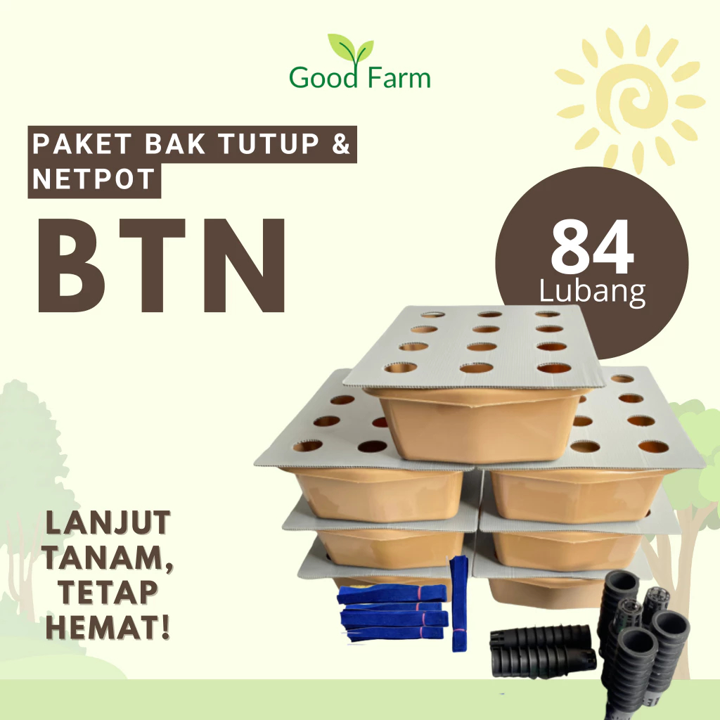 GoodFarm - แพ็คเกจ BTN สําหรับผู้เริ่มต้น Hydroponic Flannel Netpot ฝาปิด 84 หลุม 7 Tubs Wick System