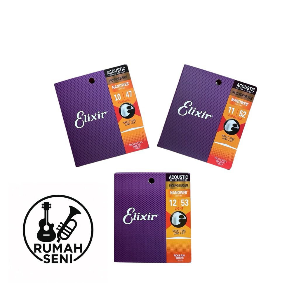 สายกีต้าร์โปร่ง Elixir Elixir Phosphor Broze Type NANOWEB ป้องกันสนิม