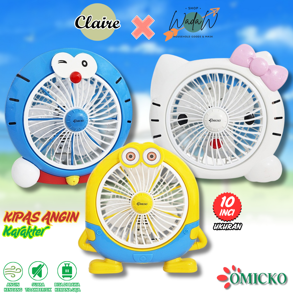 Wadaw Official X Claire 10 Inch Character Fan / Minion, Doraemon, Hello Kitty / Unique Design