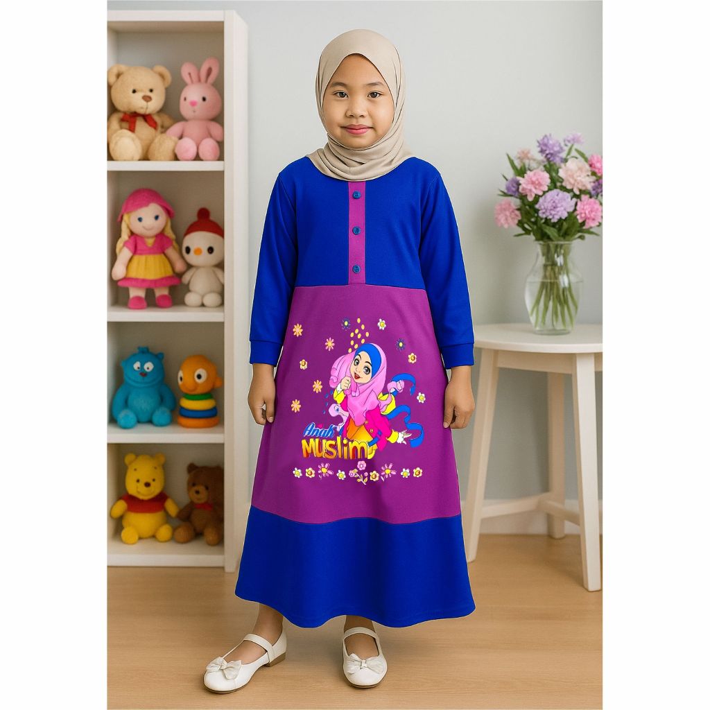 CKids ชุดเดรสมุสลิมสําหรับเด็กผู้หญิงลาย Soleha Childrens Motif