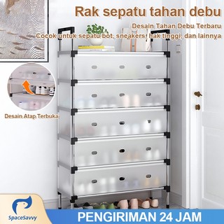 [SpaceSavvy]Rak Sepatu Tahan Debu Serbaguna Rak Sepatu Lantai/Gantungan Tas Pakaian/Rak Penyimpanan/Rak Topi