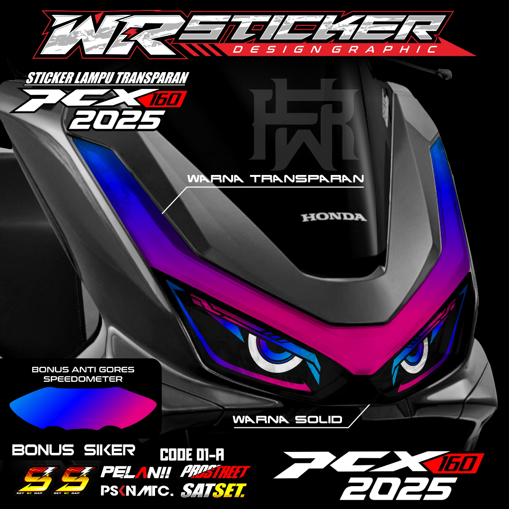 WR สติกเกอร์ไฟหน้ารถจักรยานยนต์ PCX 2025 สติกเกอร์คิ้วด้านหน้า PCX โคมไฟ Bonus Anti-Scratch โปร่งใสส