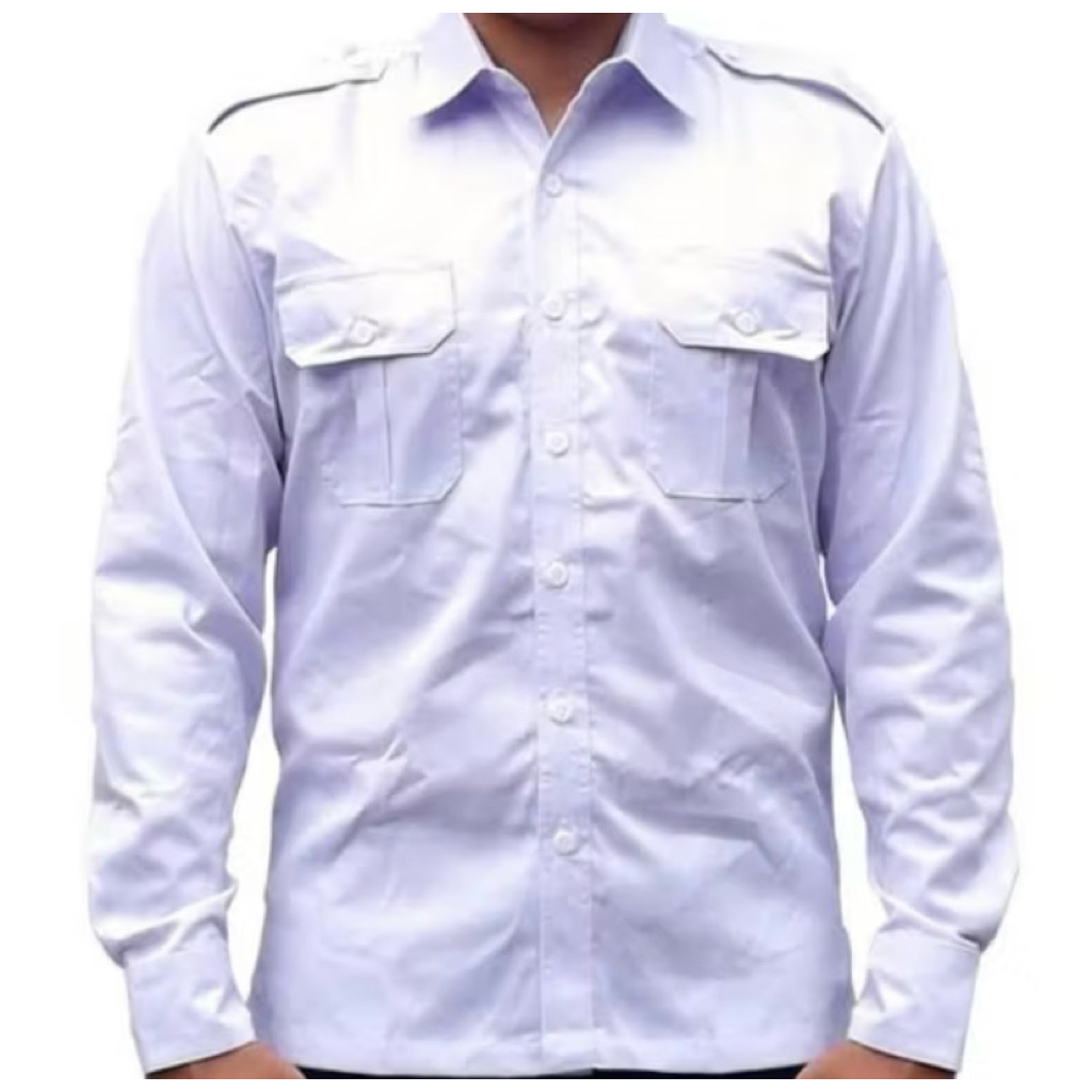 KAMEJA Long PDH Shirt / Long White PDH / Long White Shirt with Two Pockets / Long Civil Servant Shir