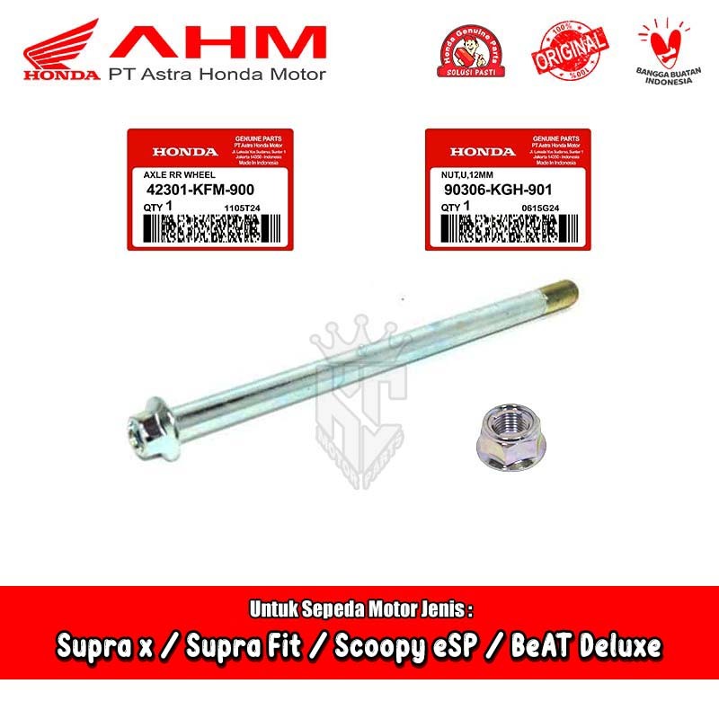 เพลาหน้า+น๊อต Honda Genio BeAT Deluxe Scoopy Fi eSP Prestige Original AHM 42301-KFM-900