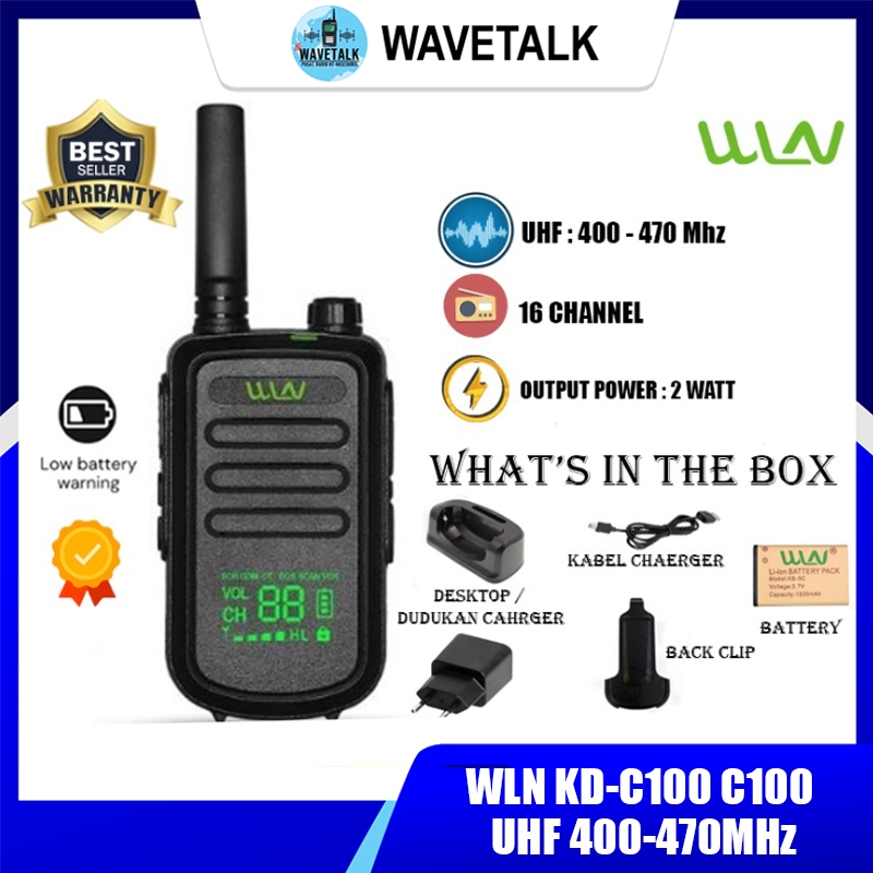 Wln Kd c100 c100 Uhf 400-470 Mhz Walkie Talkie WLN KD C100 C 100 Uhf 16 ช่อง