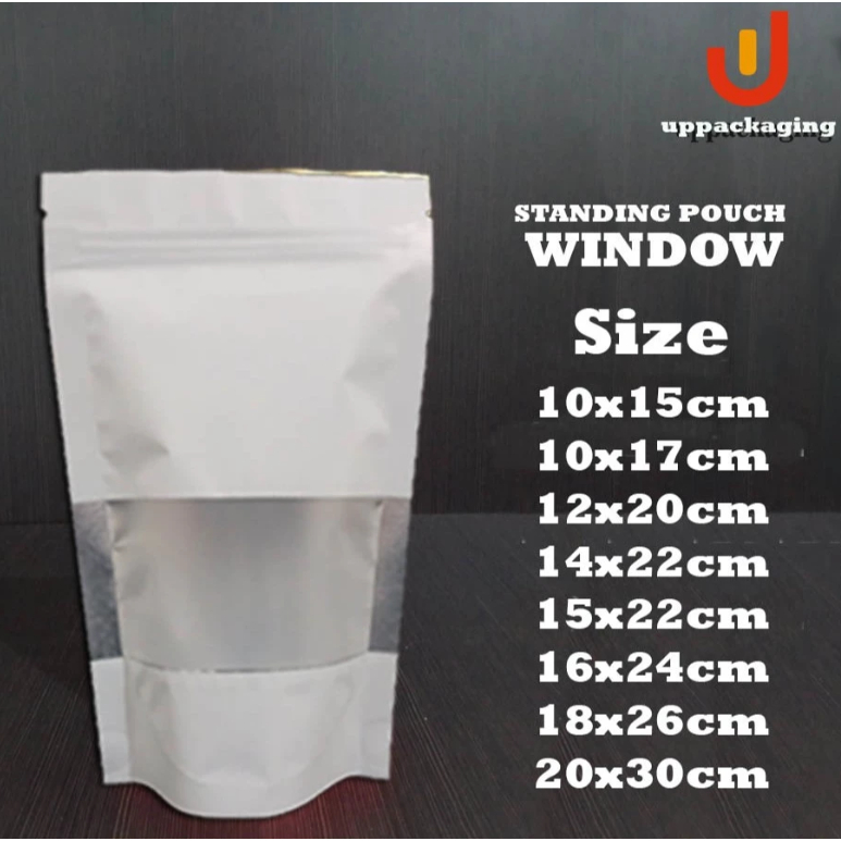 Standing Pouch Ziplock Window White Snack and Food Packaging อย่างเป็นรายบุคคล