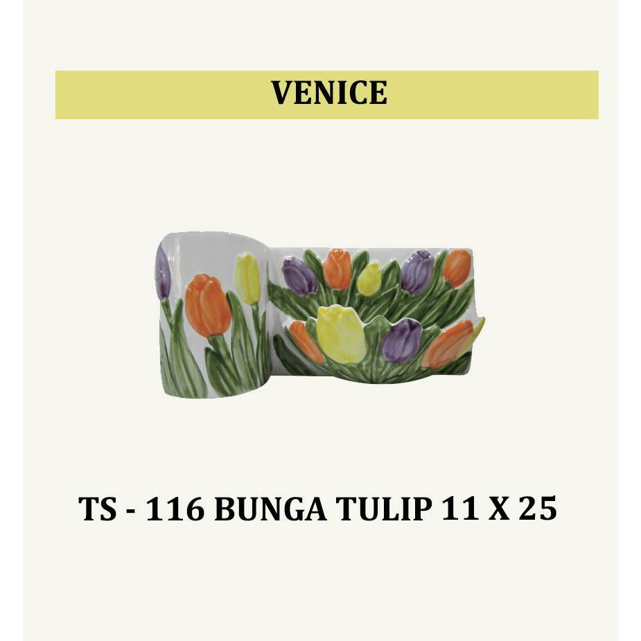 TRISENSA เซรามิค - TS-116 VENICE TULIP SOAP DISPENSER + TOOTHBRUSH HOLDER 11X25cm