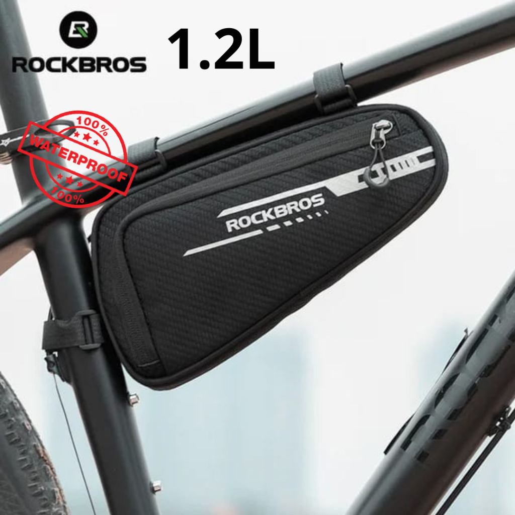 Rockbros B75 1.2L Bike Triangle Bag สะท้อนแสง MTB Roadbike Frame Bag