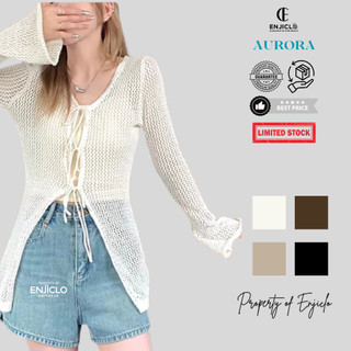 ENJICLO - Aurora Sweater Rajut Jaring Tali Knitwear Korean Style Wanita Premium