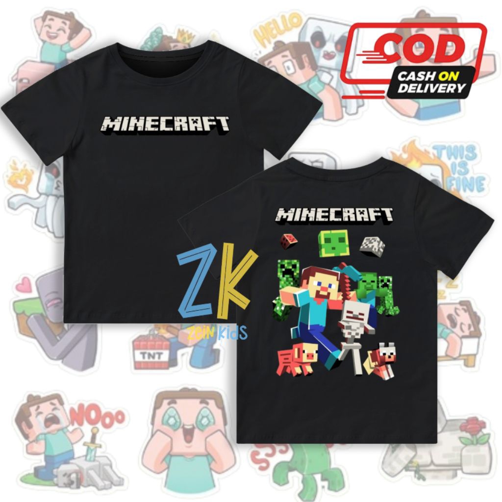 เสื้อยืดเด็กตัวละคร Minecraft - เสื้อยืดเด็ก Minecraft Creeper - เสื้อผ้าเด็ก Minecraft Creeper / แฟชั่นเด็ก Minecraft