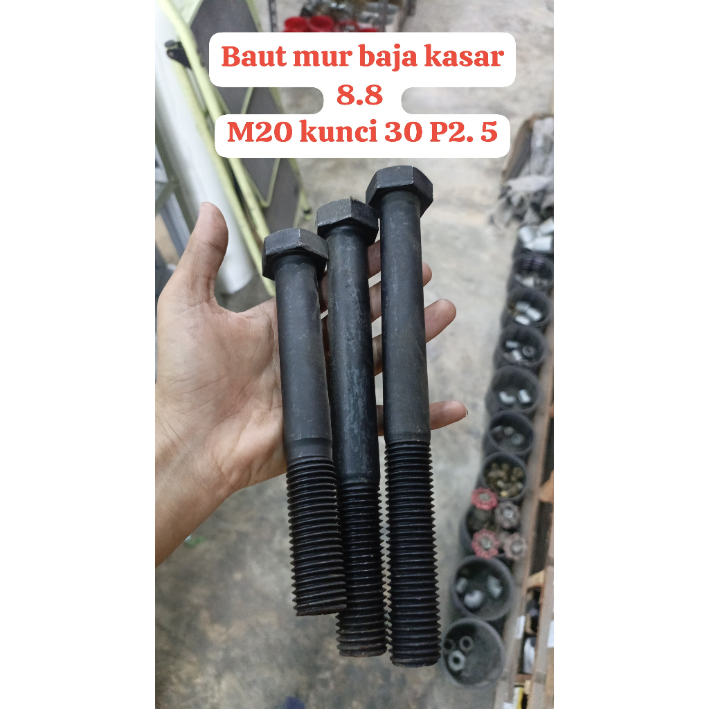 สลักเกลียวเหล็ก 30 M20x40mm to M20x200mm P2.5/น็อตเหล็กสลักเกลียว Key 30 8.8 M20 เกลียวหยาบ P2.5 M20