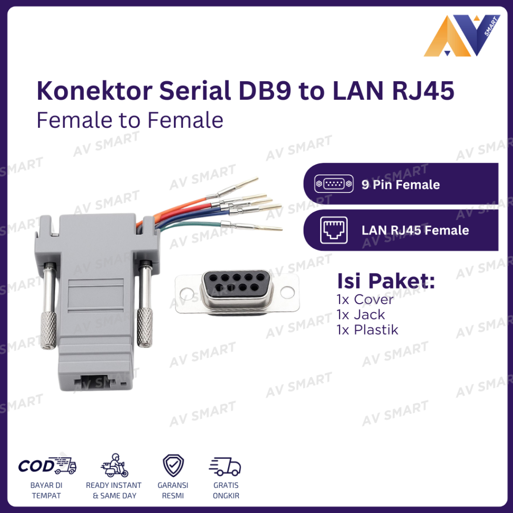 DB9 Female to LAN RJ45 Female Series Connector (อะแดปเตอร์แปลง RS232 เป็น RJ45)