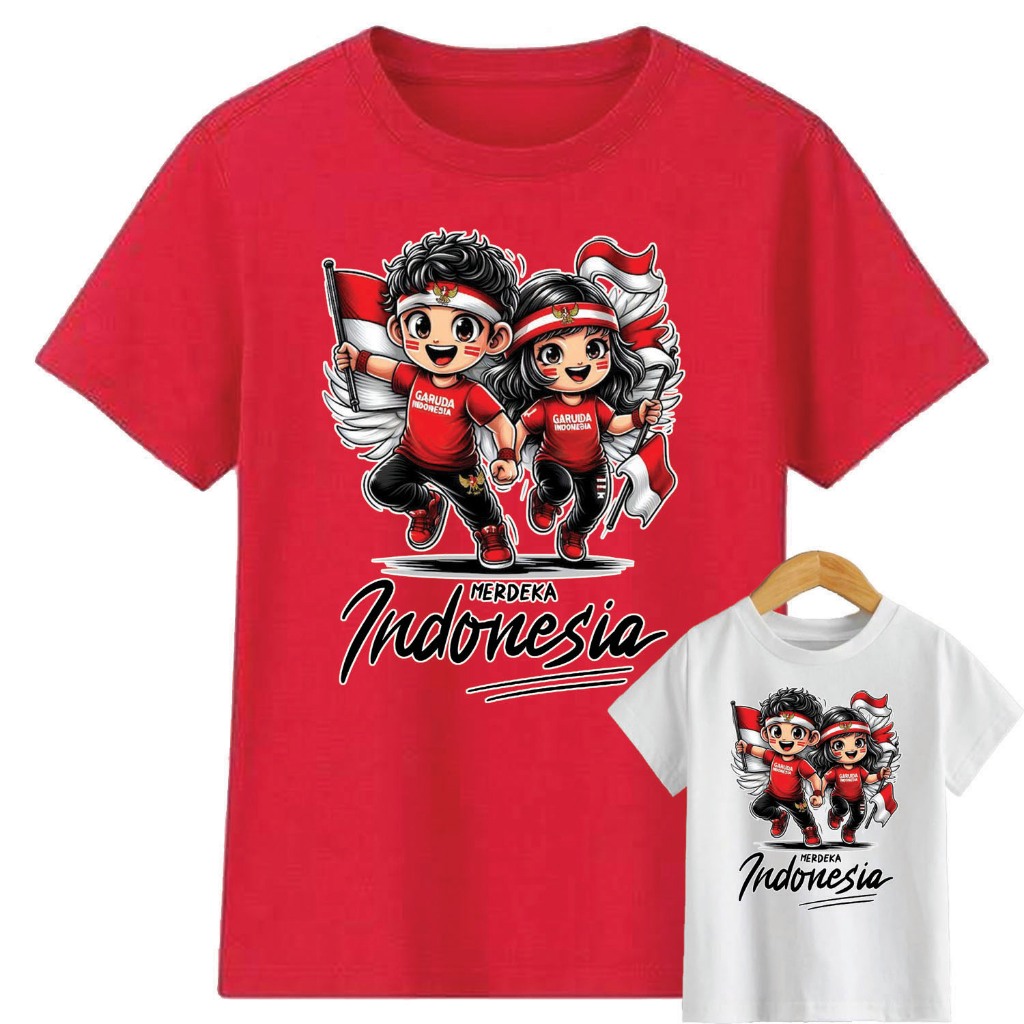 AUGUST 17TH INDONESIAN INDEPENDENCE T-SHIRT / HUT-RI-04 / CHILDRENS AND ADULT T-SHIRT INDONESIA