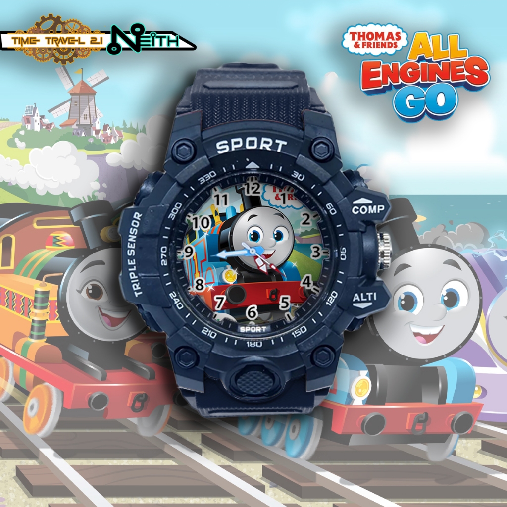THOMAS & FRIENDS นาฬิกาสปอร์ตสําหรับเด็ก สายยางสปอร์ต กันน้ํา / นาฬิกาสปอร์ต 07X8SP01