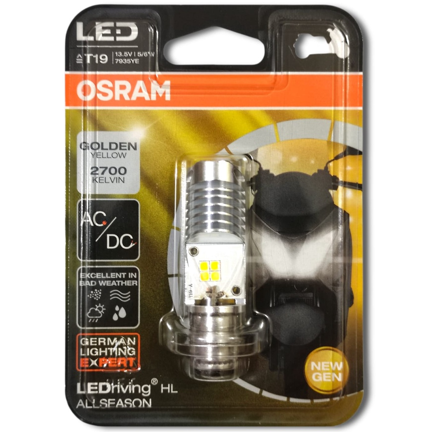 OSRAM LED T19 M5 K1 ไฟหน้ารถจักรยานยนต์ H6 สีเหลือง AC/DC - ปลั๊ก n เล่น 2700K Penetrating 5.5W เดิม