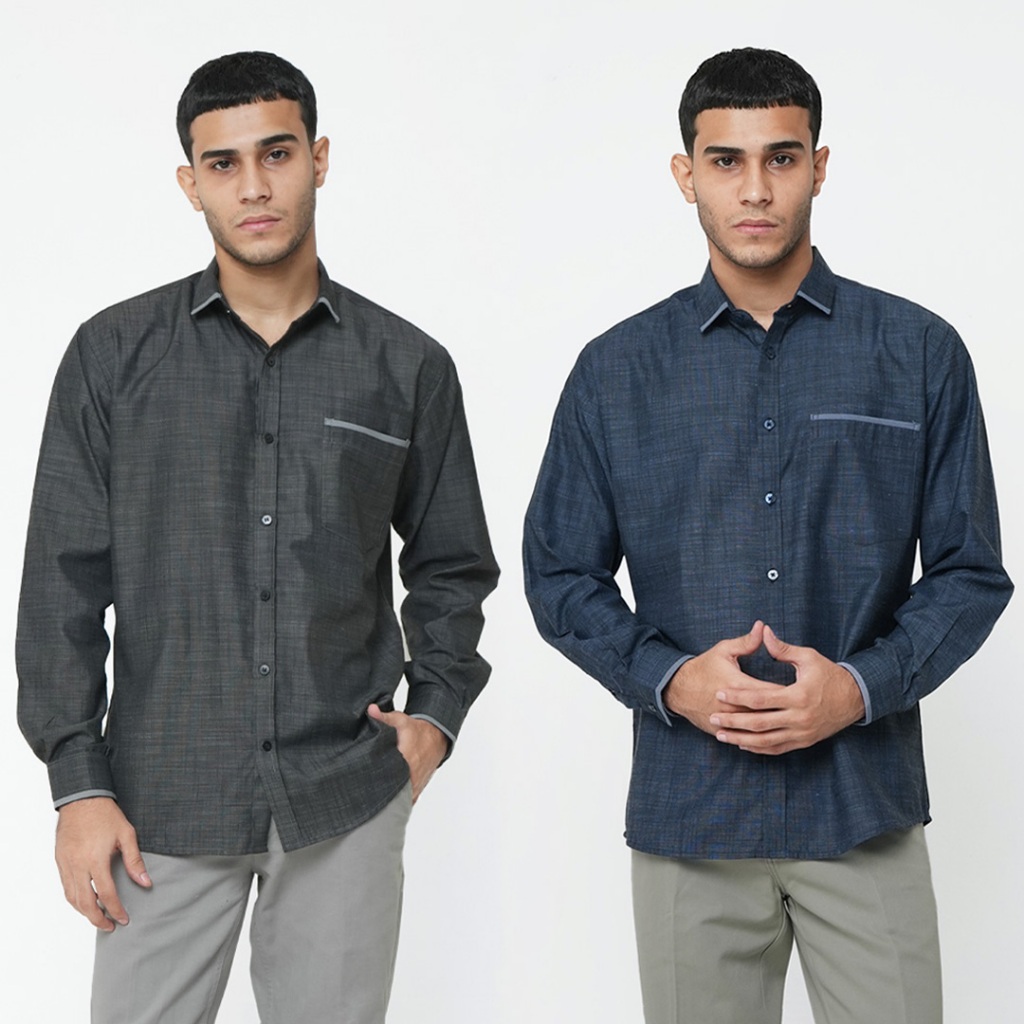 KEMEJA Casella เสื้อเชิ้ตแขนยาวผู้ชาย Caelus ออกแบบรวมกัน