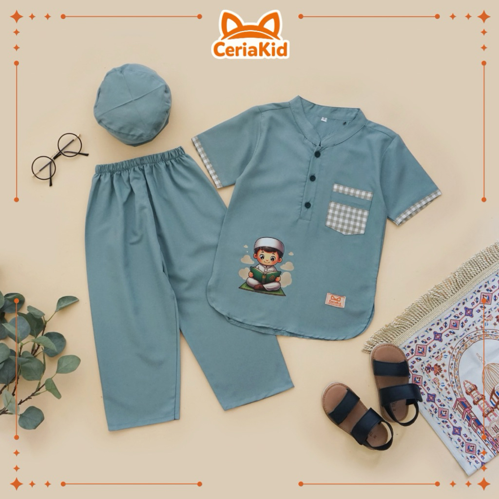 [Ceriakid] Koko Kurta สําหรับเด็กผู้ชายพร้อมรูปภาพน่ารัก วัสดุนุ่มและเท่ 0-9 ปี Gibran Eid Edition