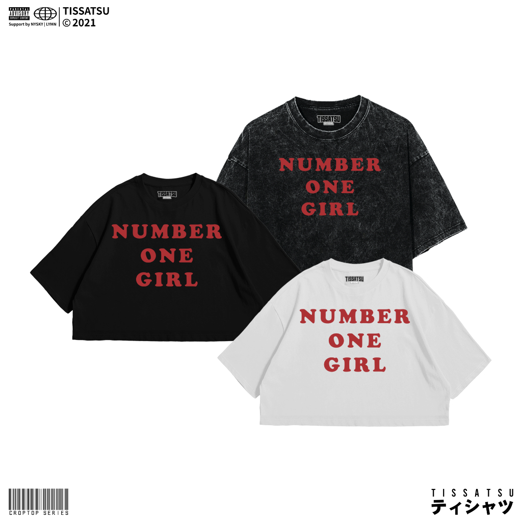 TISSATSU Crop Top NUMBER ONE GIRL Oversize Washed Number One Girl / Wash Crop Tee Slimfit BP-36
