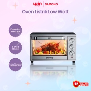 SAMONO Oven Listrik Low Watt 30 Liter Stainless Silver Pemanggang Serbaguna SW-EOS30 - Garansi 1 Tahun Ganti Baru