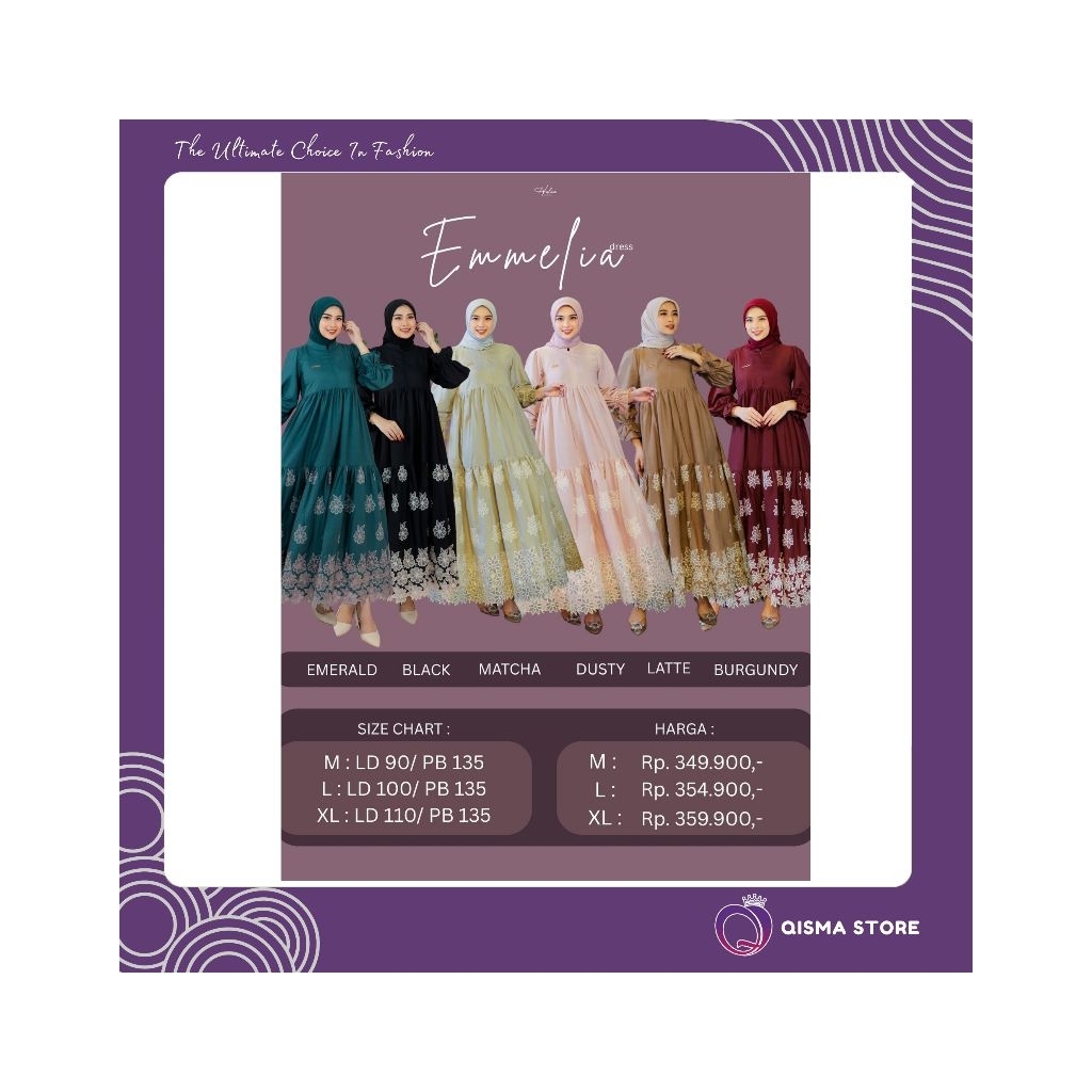 ราคาดีที่สุด // EMILIA DRESS BY HALWA // QISMAJIHA STORE