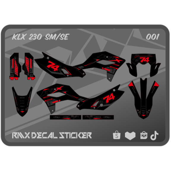 STABILO MERAH HIJAU KLX 230 SM FULLBODY STICKER (001) KAWASAKI LX S SE DECAL STICKER 2024 2025 2026 