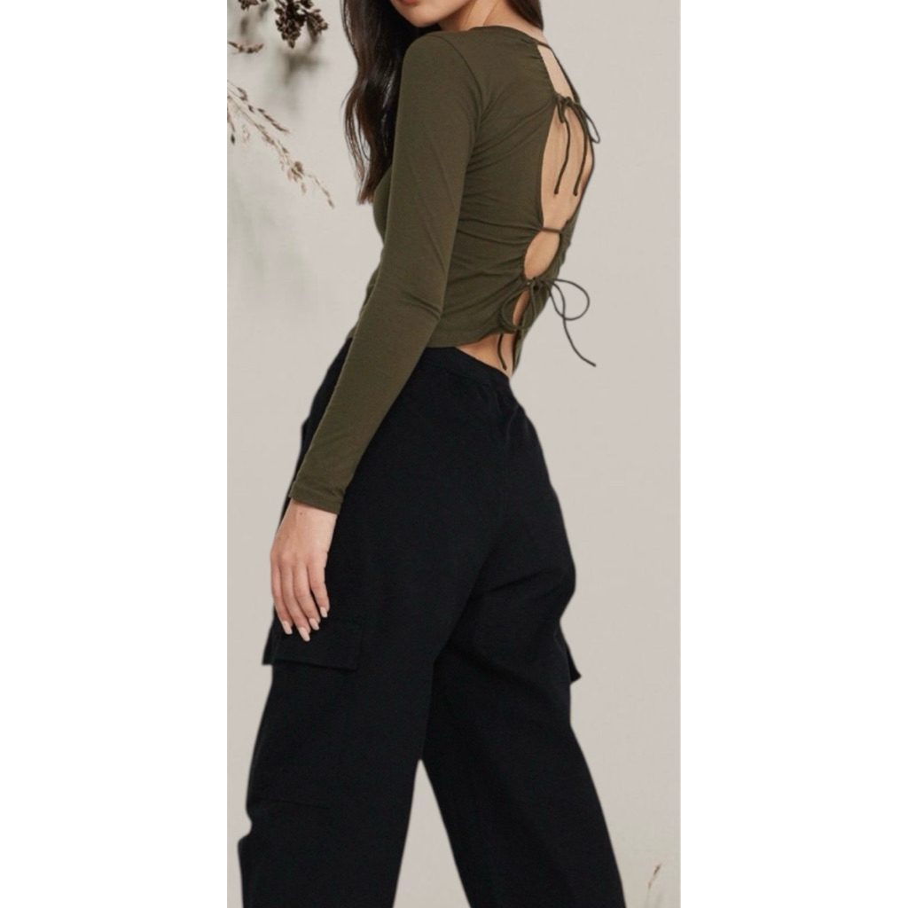 Y2K LONG SLEEVE TOP (DARK GREEN)