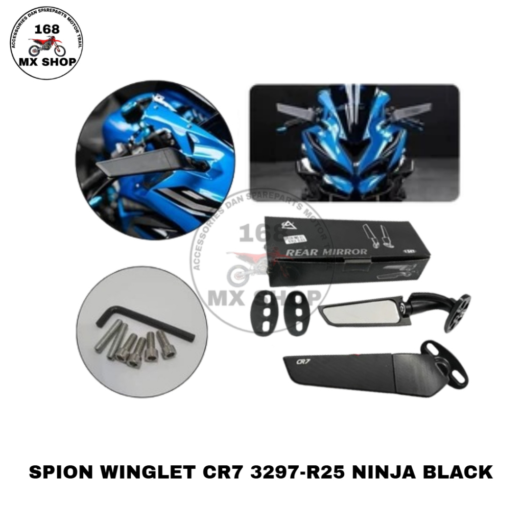 JUMBO WINGLET SPION CR7 3297 {NMAX R25, NINJA } [สีดํา FULL CNC]