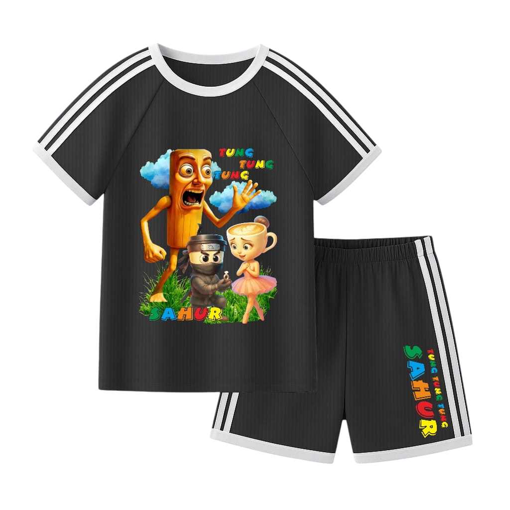 TUNG TUNG TUNG SAHUR ชุดสูทแขนสั้นสําหรับเด็กอายุ 1-10 ปี